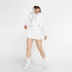 Nike Court Fitted Tennis Skirt (Women's) - White/Black -Nike Store 939320 104 PHSYM004