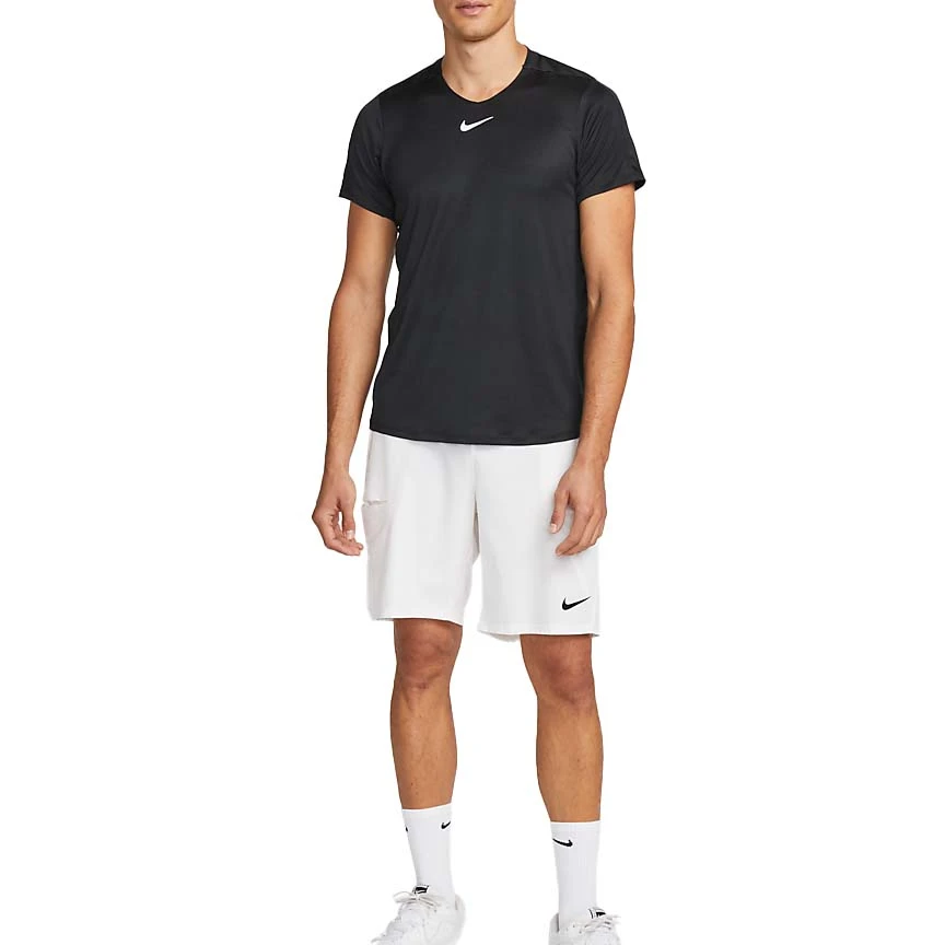 Nike Court Dri-Fit Advantage Top (Men's) - Black/White 5 Nike Court Dri-Fit Advantage Top (Men's) - Black/White - Image 3