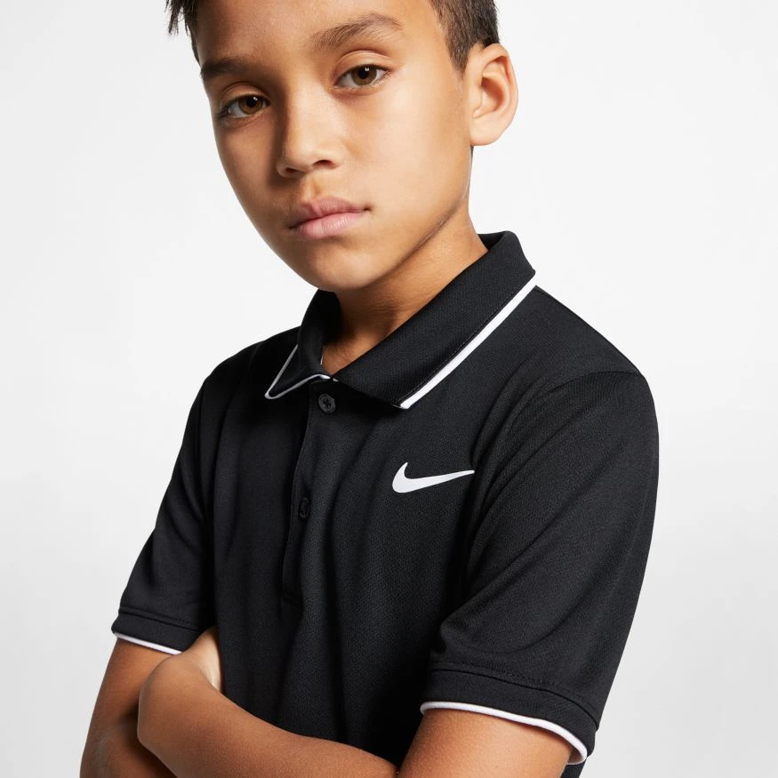 Nike Court Dri-Fit Tennis Polo (Boy's) - Black/White 8 Nike Court Dri-Fit Tennis Polo (Boy's) - Black/White - Image 6