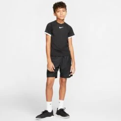 Nike Court Dri-Fit Tennis T-Shirt (Boy's) - Black/White -Nike Store CD6131 010 PHSYM003 JPG HEI 875 WID 875
