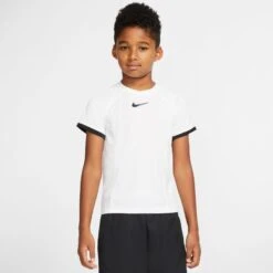 Nike Court Dri-Fit Tennis T-Shirt (Boy's) - White/Black (Available Size: XS,S) -Nike Store CD6131 101 PHSFM001 JPG HEI 875 WID 875