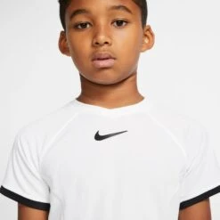 Nike Court Dri-Fit Tennis T-Shirt (Boy's) - White/Black (Available Size: XS,S) -Nike Store CD6131 101 PHSYM001 JPG HEI 875 WID 875