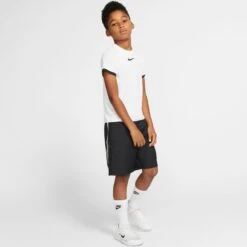 Nike Court Dri-Fit Tennis T-Shirt (Boy's) - White/Black (Available Size: XS,S) -Nike Store CD6131 101 PHSYM002 JPG HEI 875 WID 875