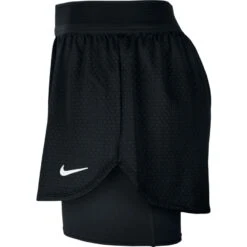 Nike Court Flex Tennis Shorts (Women's) - Black/White -Nike Store CI9378 010 PHSLH000