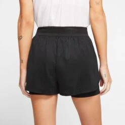 Nike Court Flex Tennis Shorts (Women's) - Black/White -Nike Store CI9378 010 PHSYM001