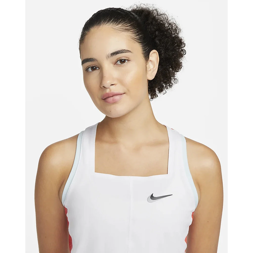 Nike Court Dri-Fit Slam Tank (Women's) - White/Team Orange/Glacier Blue/Black 5 Nike Court Dri-Fit Slam Tank (Women's) - White/Team Orange/Glacier Blue/Black - Image 3