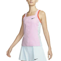 Nike Court Dri-Fit Slam Tank (Women's) - Light Arctic Pink/Glacier Blue/Team Orange/Black