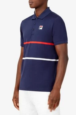 Fila Heritage Tennis Striped Polo (Men's) - Navy/Red/White (Available: Size S) -Nike Store FILA COM XLarge TM036842 412 04 e
