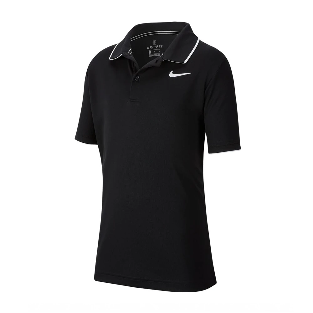 Nike Court Dri-Fit Tennis Polo (Boy's) - Black/White 3 Nike Court Dri-Fit Tennis Polo (Boy's) - Black/White